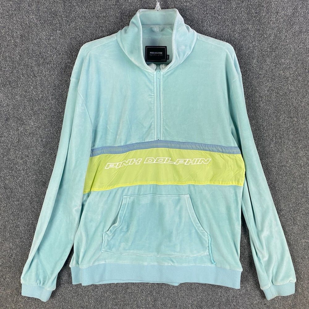 Pink Dolphin Sweatshirt Men's Large 1/4 Zip Pullover 100%‎ Polyester Fleece L